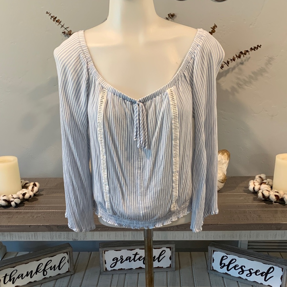 American Rag Light Blue and White Blouse